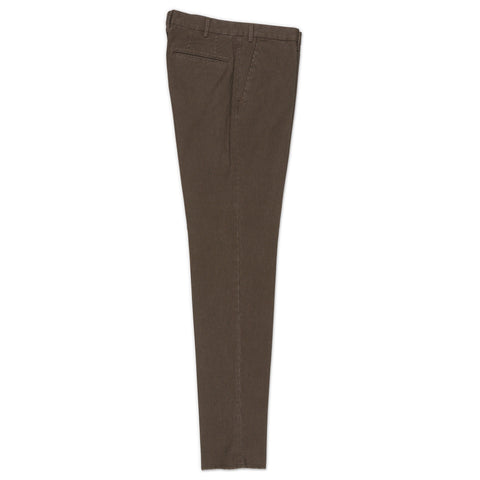 INCOTEX (Slowear) Brown Patterned Cotton Flat Front Pants NEW Slim Fit