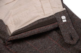 INCOTEX (Slowear) Brown Windowpane Wool-Cotton Flat Front Slim Pants 54 NEW 38