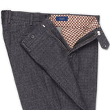 INCOTEX (Slowear) Gray Patterned Cotton Blend Flat Front Pants NEW Slim Fit