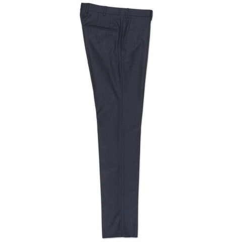 INCOTEX (Slowear) Grayish Blue Flannel Wool Flat Front Dress Pants NEW Slim Fit