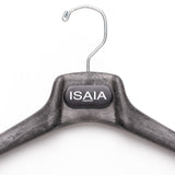 ISAIA Black Plastic Wood Look Suit Hanger Flocked Bar Set of 5 Size 40/S 43/M-L