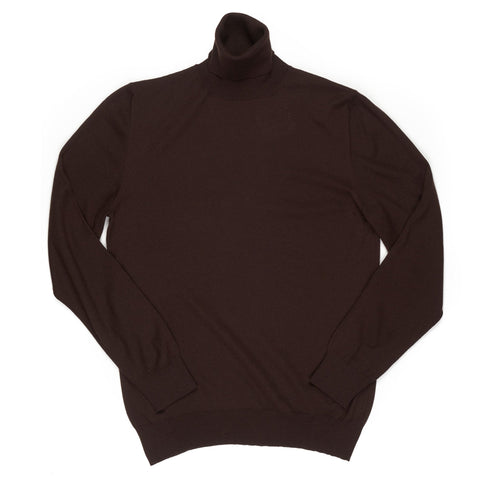 ISAIA Napoli Solid Brown Cashmere Turtleneck Sweater Size M