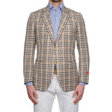 ISAIA Napoli Handmade Beige Plaid Wool-Linen-Silk Sport Coat Jacket 50 NEW US 40