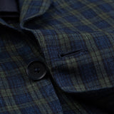 ISAIA Napoli Handmade Blue-Green Plaid Linen Sport Coat Jacket EU 54 NEW US 44