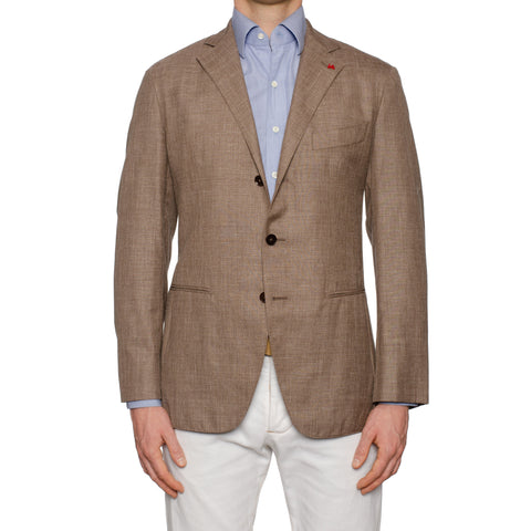 ISAIA Napoli "Locust" Light Brown Wool-Silk-Linen Unlined Jacket EU 50 NEW US 40