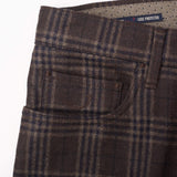 JACOB COHEN J688 Dark Brown Plaid Flannel Wool Slim Fit Jeans Pants NEW 33