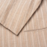 KITON Napoli Beige Striped Linen Cotton Jacket US 42 44 NEW EU 54 R6