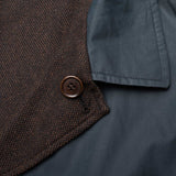 KITON Napoli Blue-Brown Reversible Cotton Cashmere Rain Coat EU 52 US 42/ L