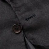 KITON Napoli Handmade Gray Herringbone Linen Cashmere Silk Jacket EU 52 US 42