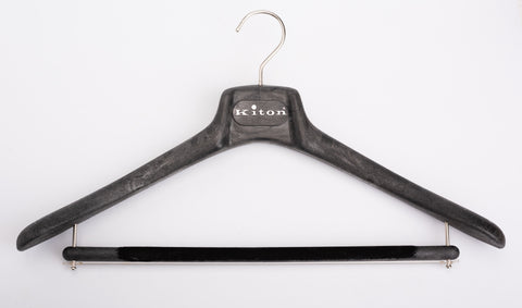 KITON Black Plastic Wood Look Suit Hanger Flocked Bar Set of 5 Size 40/S 46/XL