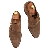 KITON NAPOLI Handmade Bespoke Suede Leather Double Monk Shoes US 7 with Trees