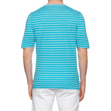 KITON Napoli Blue Striped Cotton V-Neck Short Sleeve T-Shirt EU 50 NEW US M