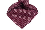 KITON Napoli Hand-Made Purple Square Medallion Silk-Linen Tie NEW