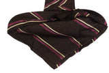 KITON Napoli Hand-Made Seven Fold Brown-Black Plain Weave Striped Silk Tie NEW - SARTORIALE - 2