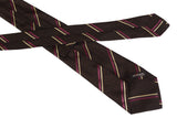 KITON Napoli Hand-Made Seven Fold Brown-Black Plain Weave Striped Silk Tie NEW - SARTORIALE - 3