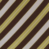 KITON Napoli Hand-Made Seven Fold Brown-Green-Gray Striped Silk Tie NEW
