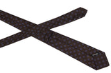 KITON Napoli Hand-Made Seven Fold Brown Circle Medallion Silk Tie NEW