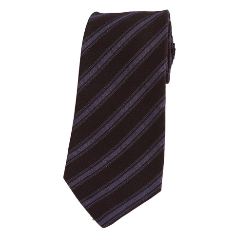 KITON Napoli Hand-Made Seven Fold Brown Diagonal Striped Silk Tie NEW