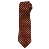 KITON Napoli Hand-Made Seven Fold Brown Medallion Silk-Cashmere Tie NEW