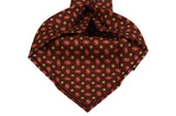 KITON Napoli Hand-Made Seven Fold Brown Medallion Silk-Cashmere Tie NEW
