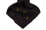 KITON Napoli Hand-Made Seven Fold Brown Small Paisley Silk Tie NEW