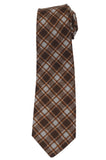 KITON Napoli Hand-Made Seven Fold Brown Wool-Silk Plaid Tie NEW