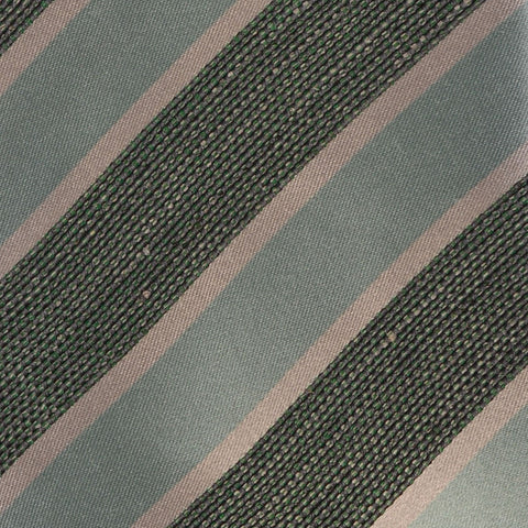 KITON Napoli Hand-Made Seven Fold Cyan-Green Repp Striped Silk Tie NEW - SARTORIALE - 4