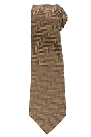 KITON Napoli Hand-Made Seven Fold Sand Beige Herringbone Striped Silk Tie NEW
