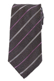 KITON Napoli Hand-Made Seven Fold Gray Diagonal Striped Unlined Silk Tie NEW - SARTORIALE - 1
