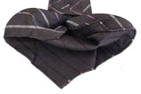 KITON Napoli Hand-Made Seven Fold Gray Diagonal Striped Unlined Silk Tie NEW - SARTORIALE - 2