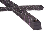 KITON Napoli Hand-Made Seven Fold Gray Diagonal Striped Unlined Silk Tie NEW - SARTORIALE - 3