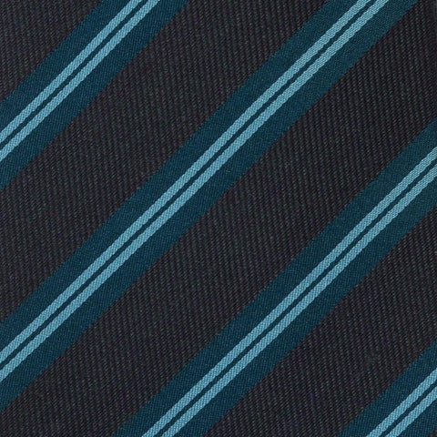KITON Napoli Hand-Made Seven Fold Green Diagonal Striped Silk-Wool Tie NEW - SARTORIALE - 4