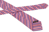 KITON Napoli Hand-Made Seven Fold Light Pink Diagonal Striped Linen Tie NEW - SARTORIALE - 3