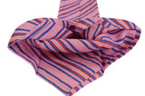 KITON Napoli Hand-Made Seven Fold Light Pink Diagonal Striped Linen Tie NEW - SARTORIALE - 2