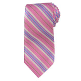 KITON Napoli Hand-Made Seven Fold Pink Diagonal Striped Silk Tie NEW