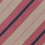 KITON Napoli Hand-Made Seven Fold Pink Striped Silk-Linen Tie NEW - SARTORIALE - 4