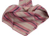 KITON Napoli Hand-Made Seven Fold Pink Striped Silk-Linen Tie NEW - SARTORIALE - 2
