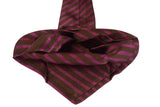 KITON Napoli Hand-Made Seven Fold Purple-Brown Diagonal Striped Silk Tie NEW - SARTORIALE - 2