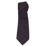 KITON Napoli Hand-Made Seven Fold Purple Wool-Silk Plaid Tartan Tie NEW