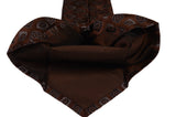 KITON Napoli Hand-Made Seven Fold Satin Brown Flower Medallion Silk Tie NEW - SARTORIALE - 2
