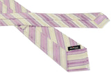 KITON Napoli Hand-Made Seven Fold White-Light Purple Rope Striped Silk Tie NEW - SARTORIALE - 3