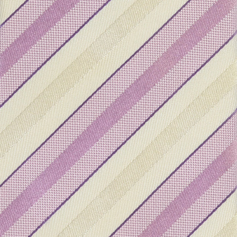 KITON Napoli Hand-Made Seven Fold White-Light Purple Rope Striped Silk Tie NEW - SARTORIALE - 4