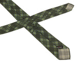 KITON Napoli Hand-Roll Seven Fold Green Plaid Cashmere Silk Unlined Tie NEW