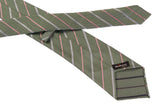 KITON Napoli Hand-Rolled Seven Fold Unlined Green Striped Silk Tie NEW - SARTORIALE - 3