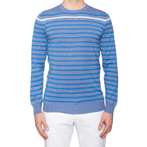 KITON Napoli Blue Striped Cotton Crewneck Sweater EU 50 NEW US M