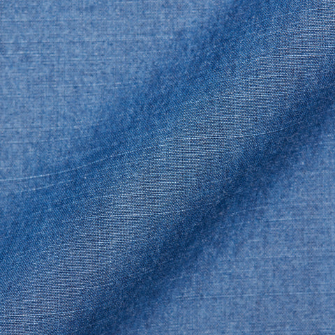 LUIGI BORRELLI Luxury Vintage Solid Blue Denim Casual Shirt EU 39 US 15.5