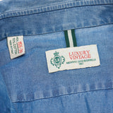 LUIGI BORRELLI Luxury Vintage Solid Blue Denim Casual Shirt EU 39 US 15.5