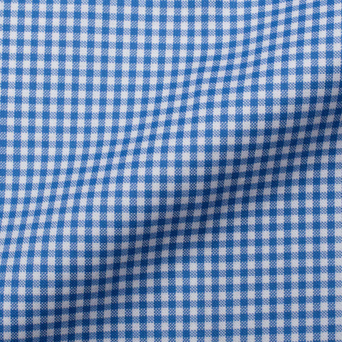 M.BARDELLI Milano Blue Gingham Check Oxford Cotton 2 Pocket Dress Shirt Size L