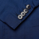 MICHELE NEGRI "Brillante" Blue Herringbone Wool-Silk Unconstructed Jacket 48/38