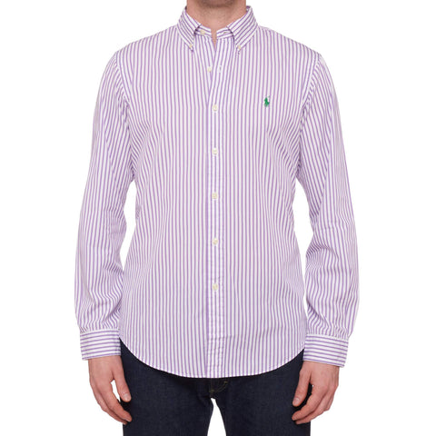 POLO By RALPH LAUREN Purple Striped Cotton Button-Down Shirt 39 NEW 15.5 M